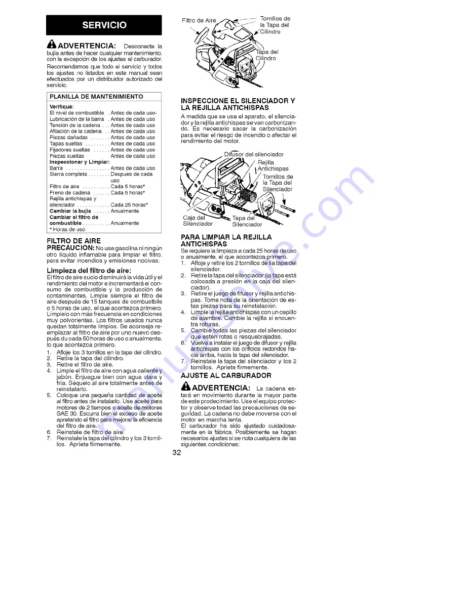 Poulan Pro BH2160 Instruction Manual Download Page 32