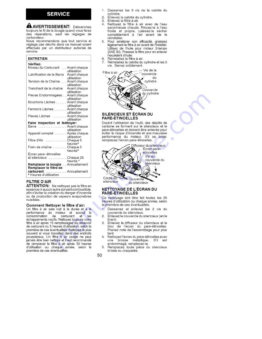 Poulan Pro BH2160 Instruction Manual Download Page 50