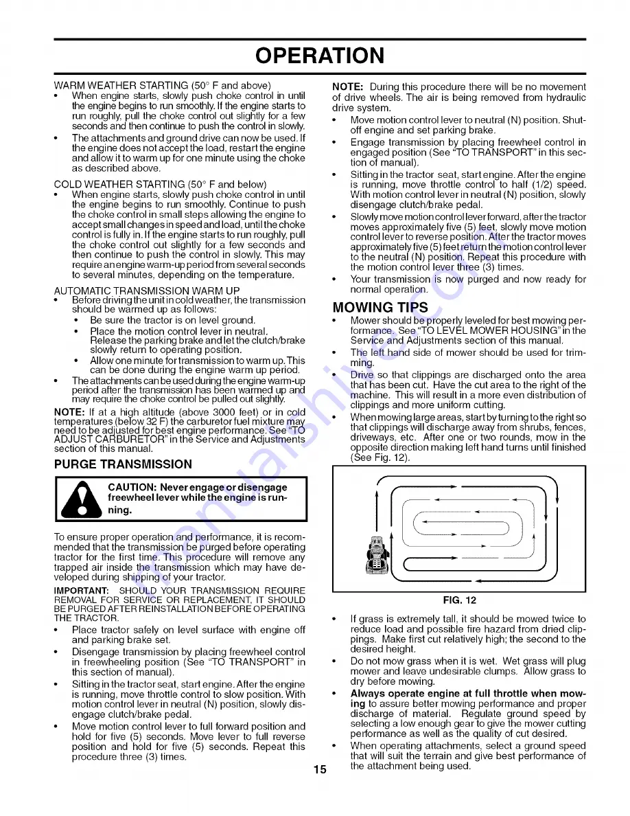 Poulan Pro DB27H48YT Operator'S Manual Download Page 15