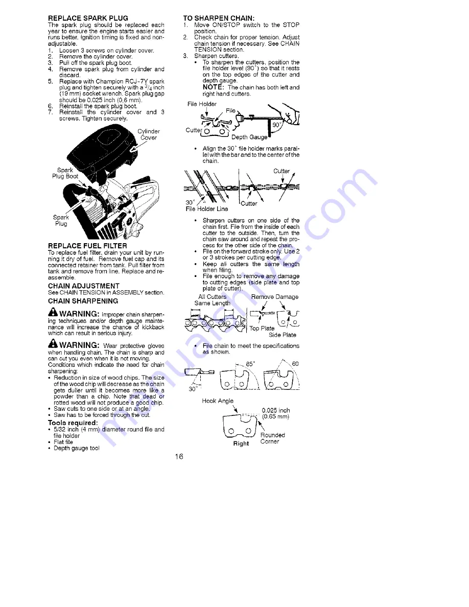 Poulan Pro P4018WTL Instruction Manual Download Page 16