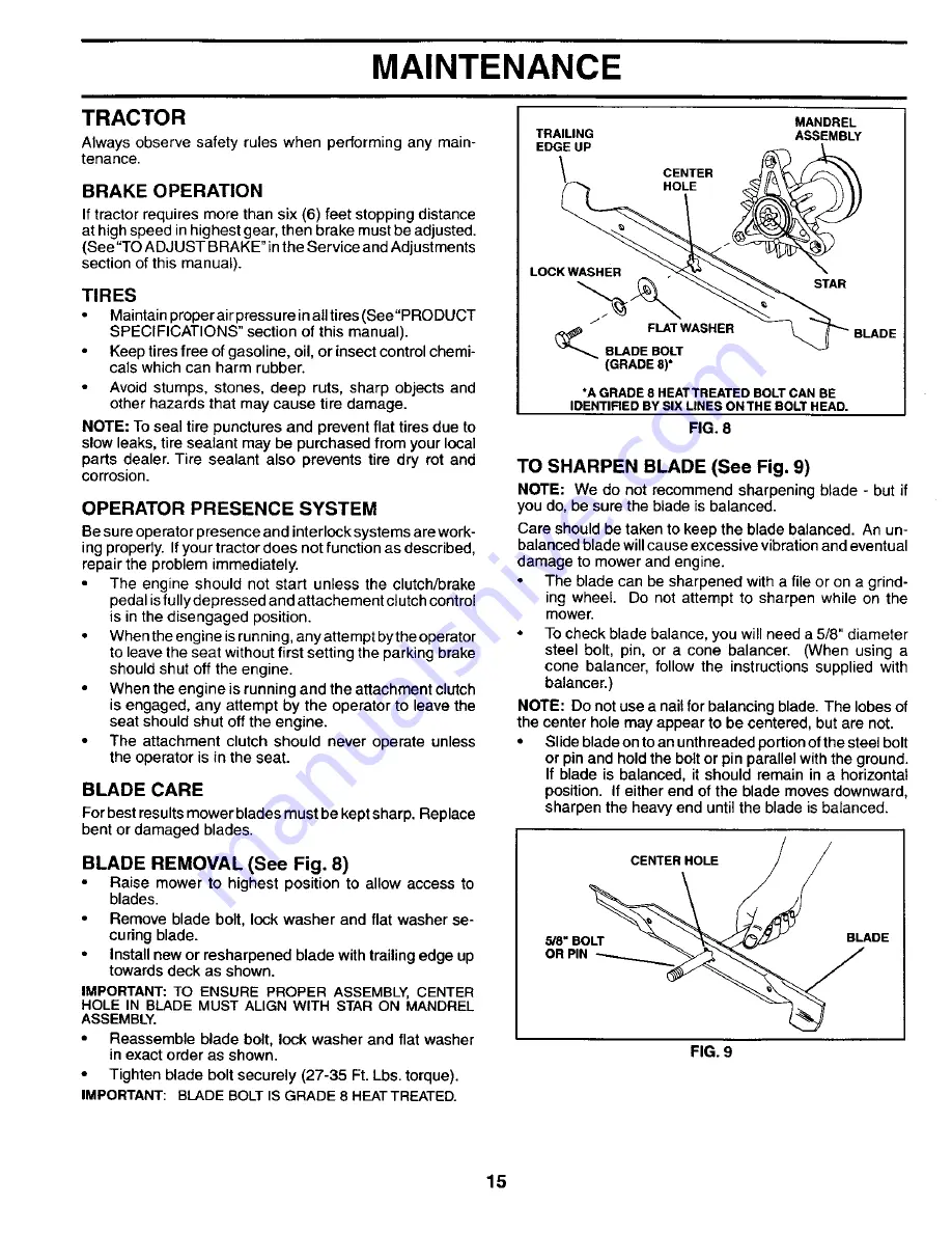 Poulan Pro PC1538C Owner'S Manual Download Page 15