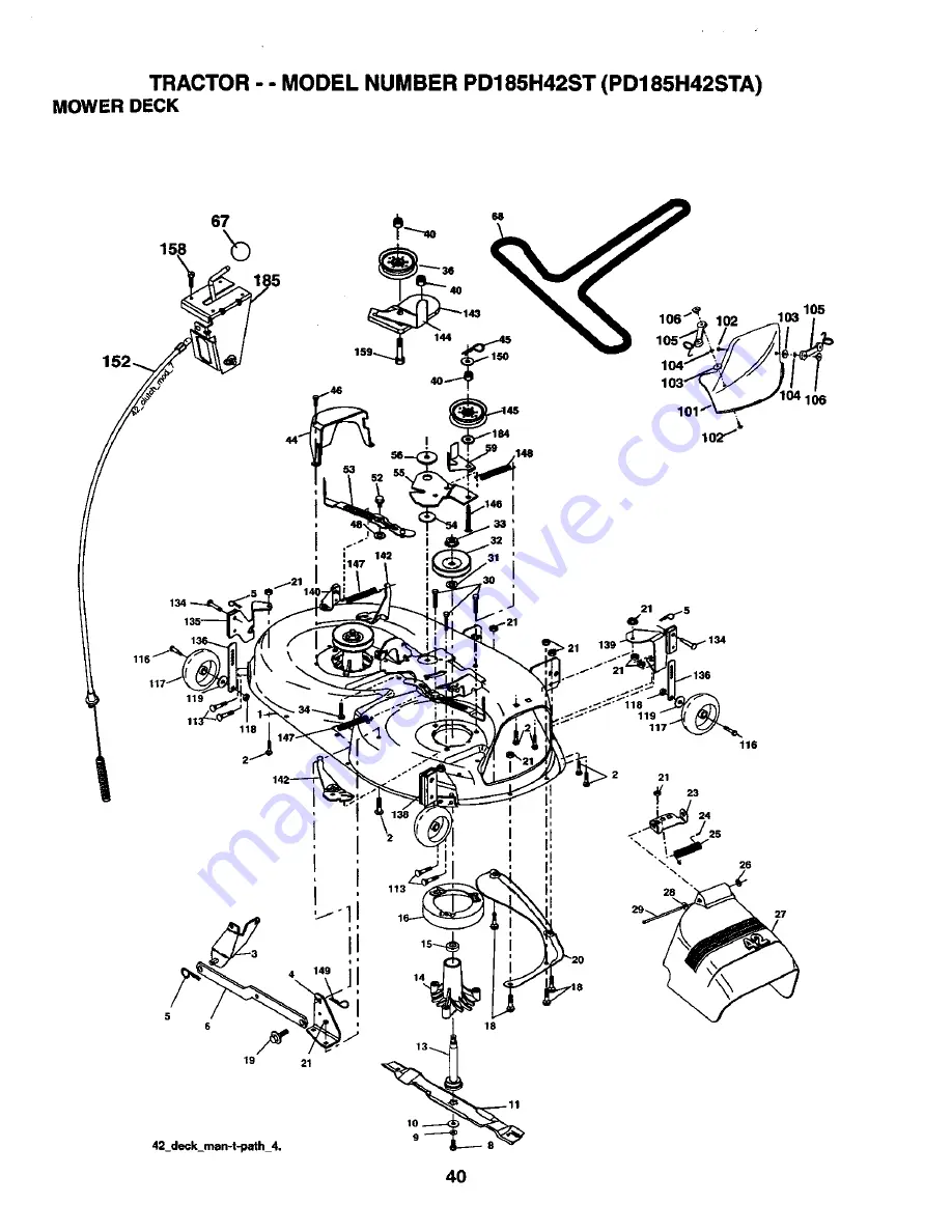 Poulan Pro PD185H42STA Owner'S Manual Download Page 40