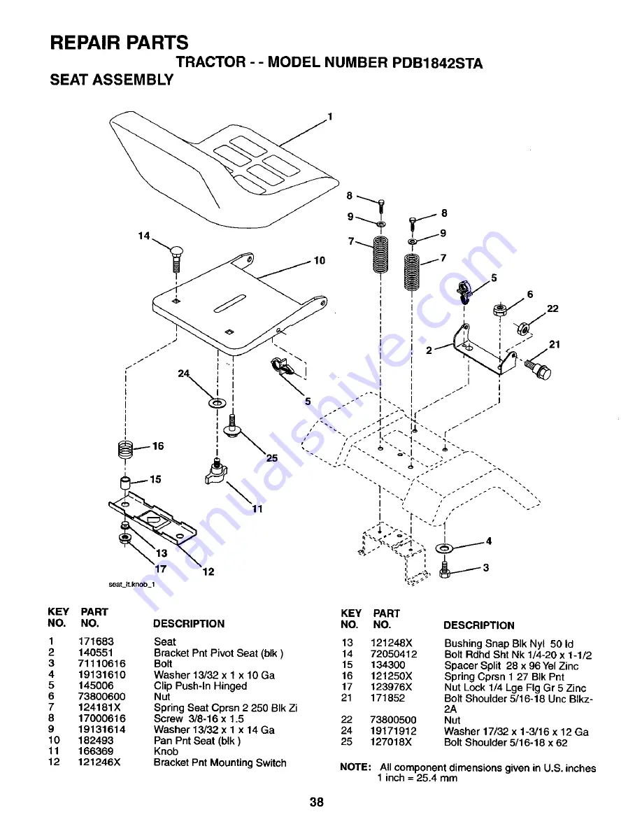 Poulan Pro PDB1842STA Owner'S Manual Download Page 38