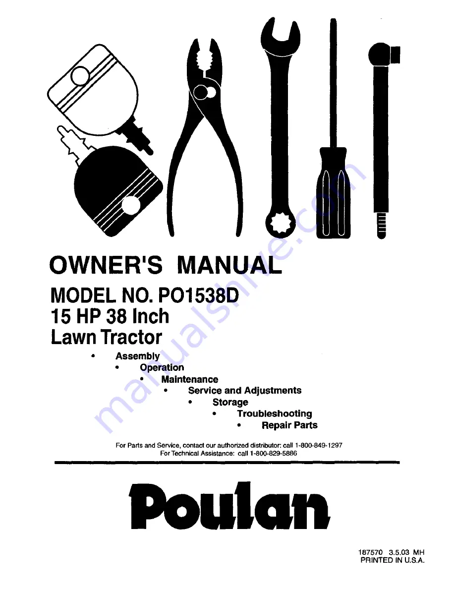 Poulan Pro PO1538D Owner'S Manual Download Page 1