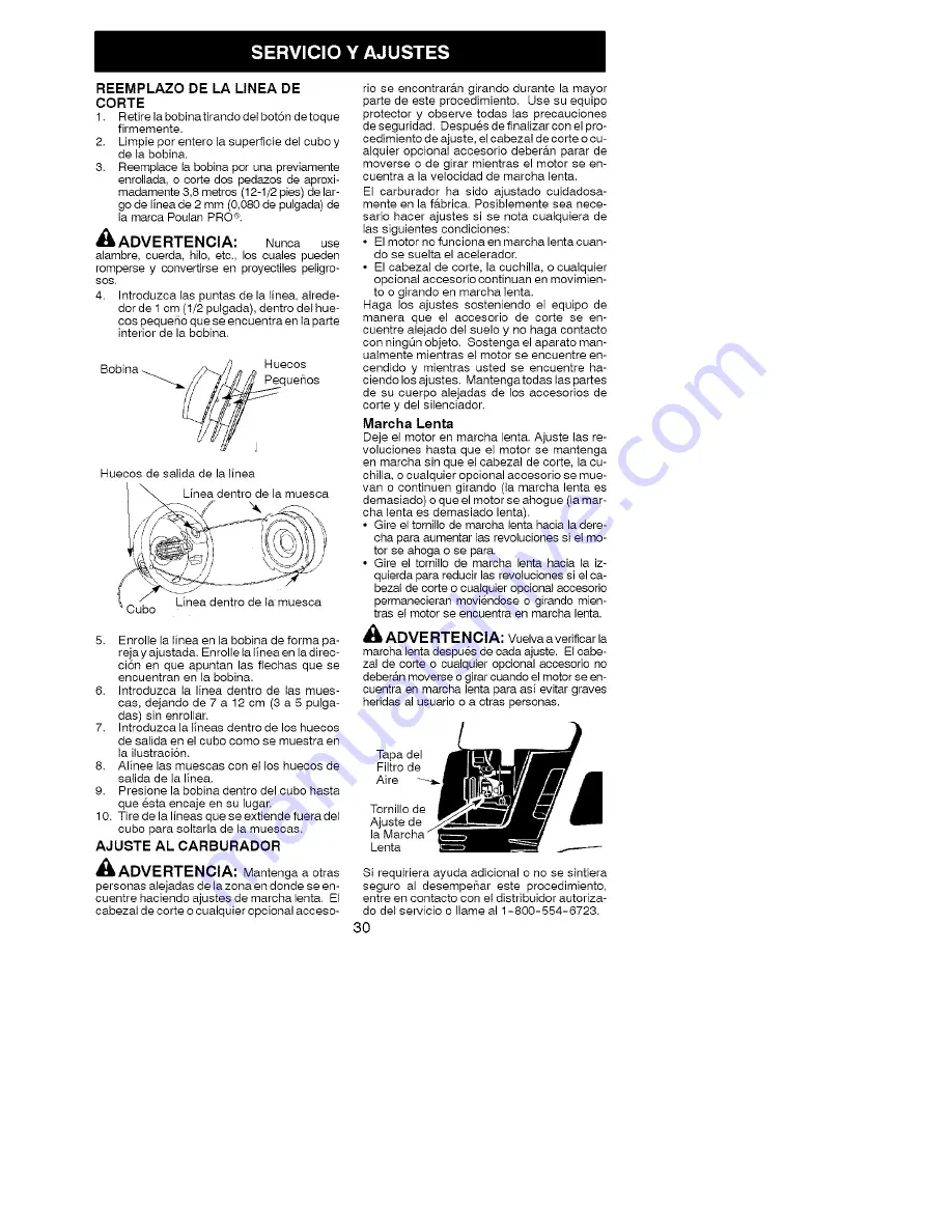 Poulan Pro PP036 Instruction Manual Download Page 30