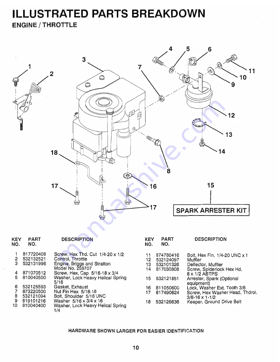 Poulan Pro PP1136 Repair Parts Manual Download Page 10