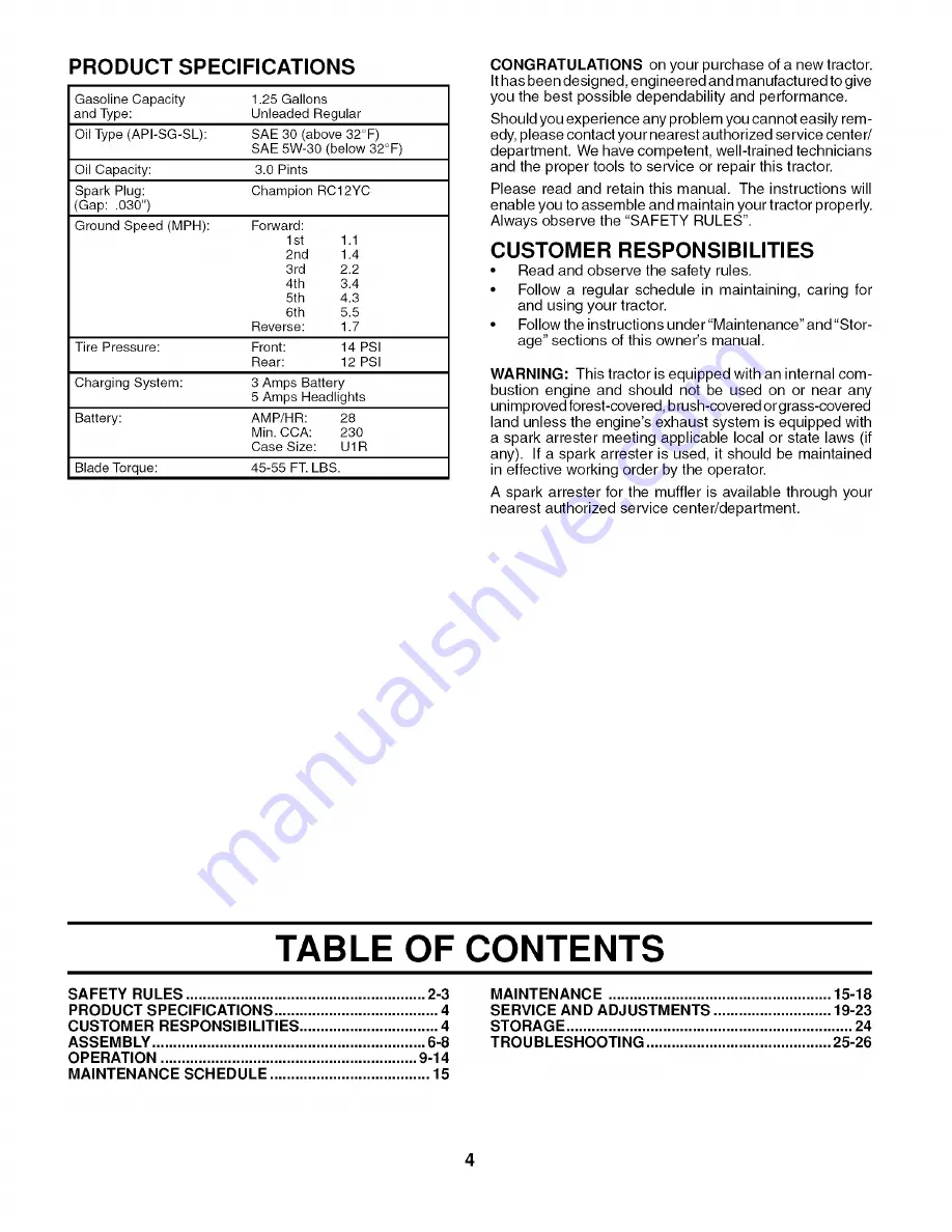 Poulan Pro PP13538 Operator'S Manual Download Page 4