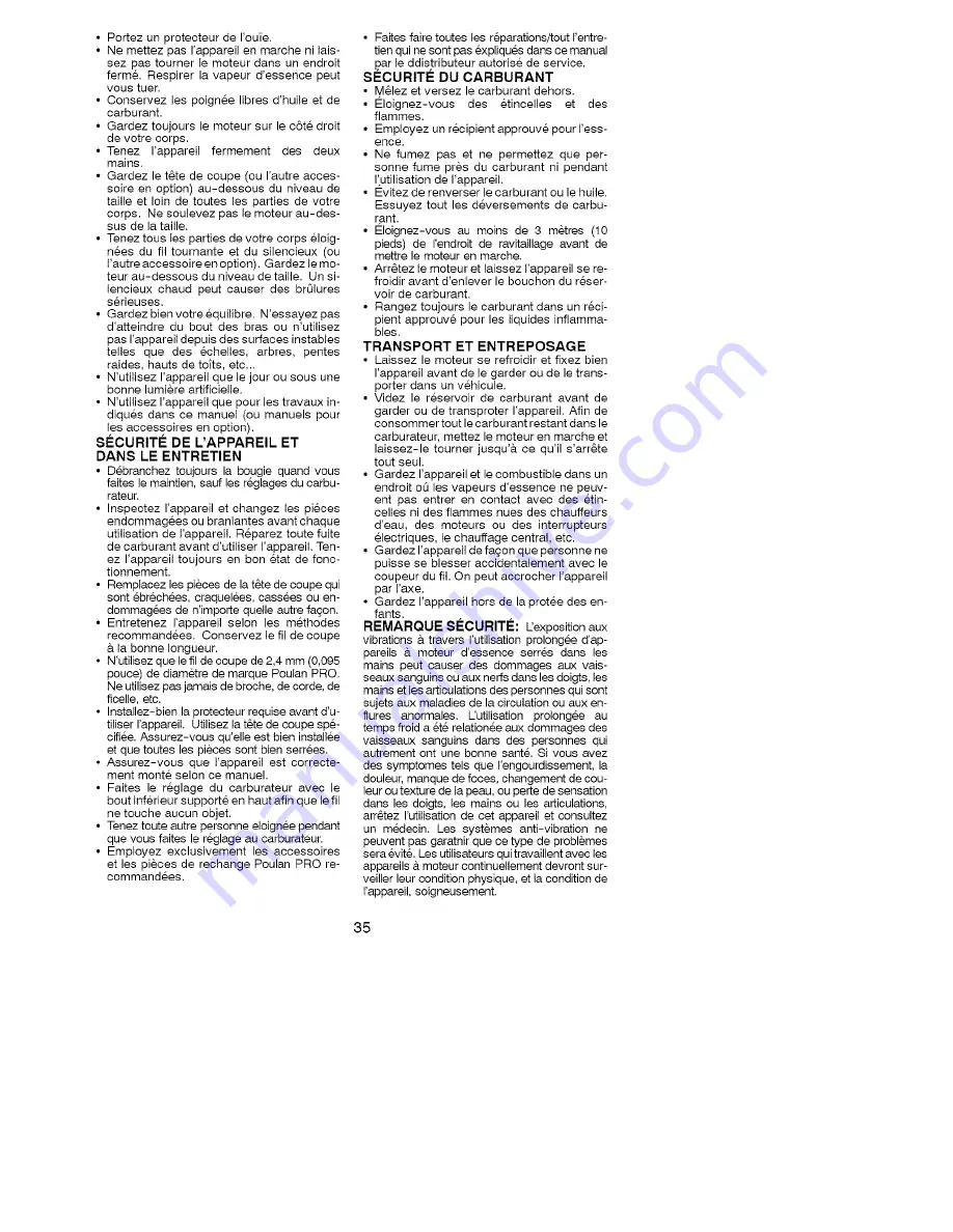 Poulan Pro PPB250E Instruction Manual Download Page 35