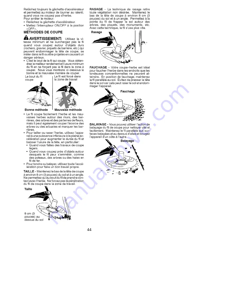 Poulan Pro PPB250E Instruction Manual Download Page 44