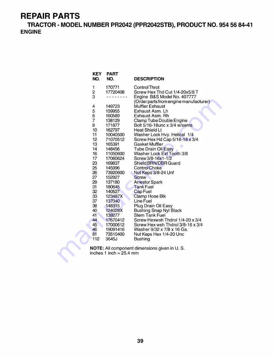 Poulan Pro PPR2042STB Owner'S Manual Download Page 39