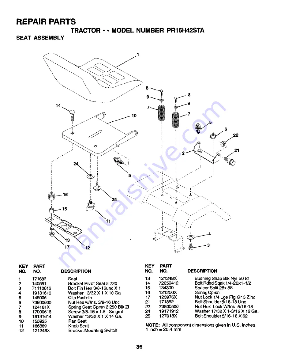 Poulan Pro PR16H42STA Owner'S Manual Download Page 36