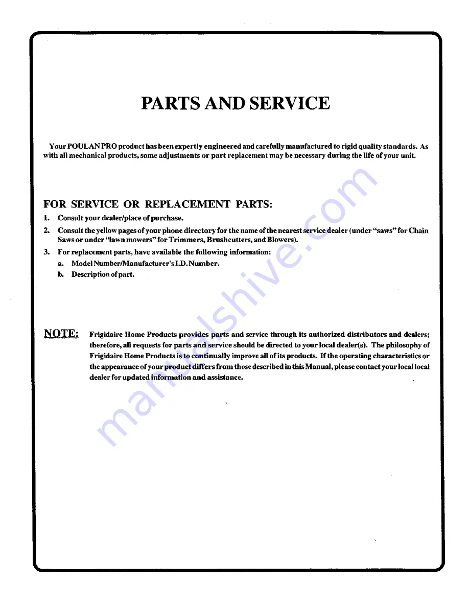 Poulan Pro PR16H42STA Owner'S Manual Download Page 44