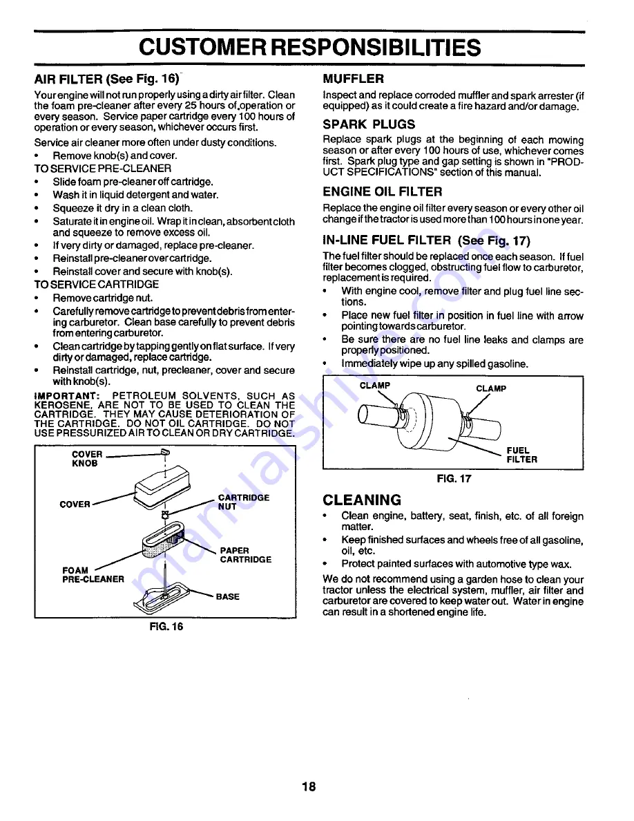 Poulan Pro PR1742STF Owner'S Manual Download Page 18