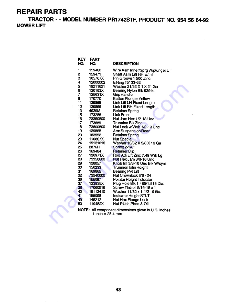 Poulan Pro PR1742STF Owner'S Manual Download Page 43