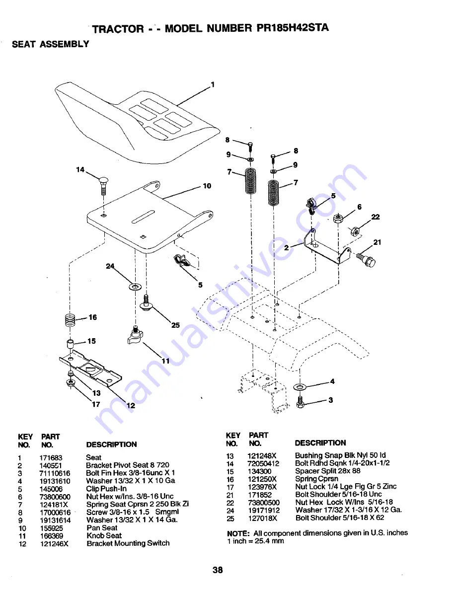 Poulan Pro PR185H42STA Owner'S Manual Download Page 38