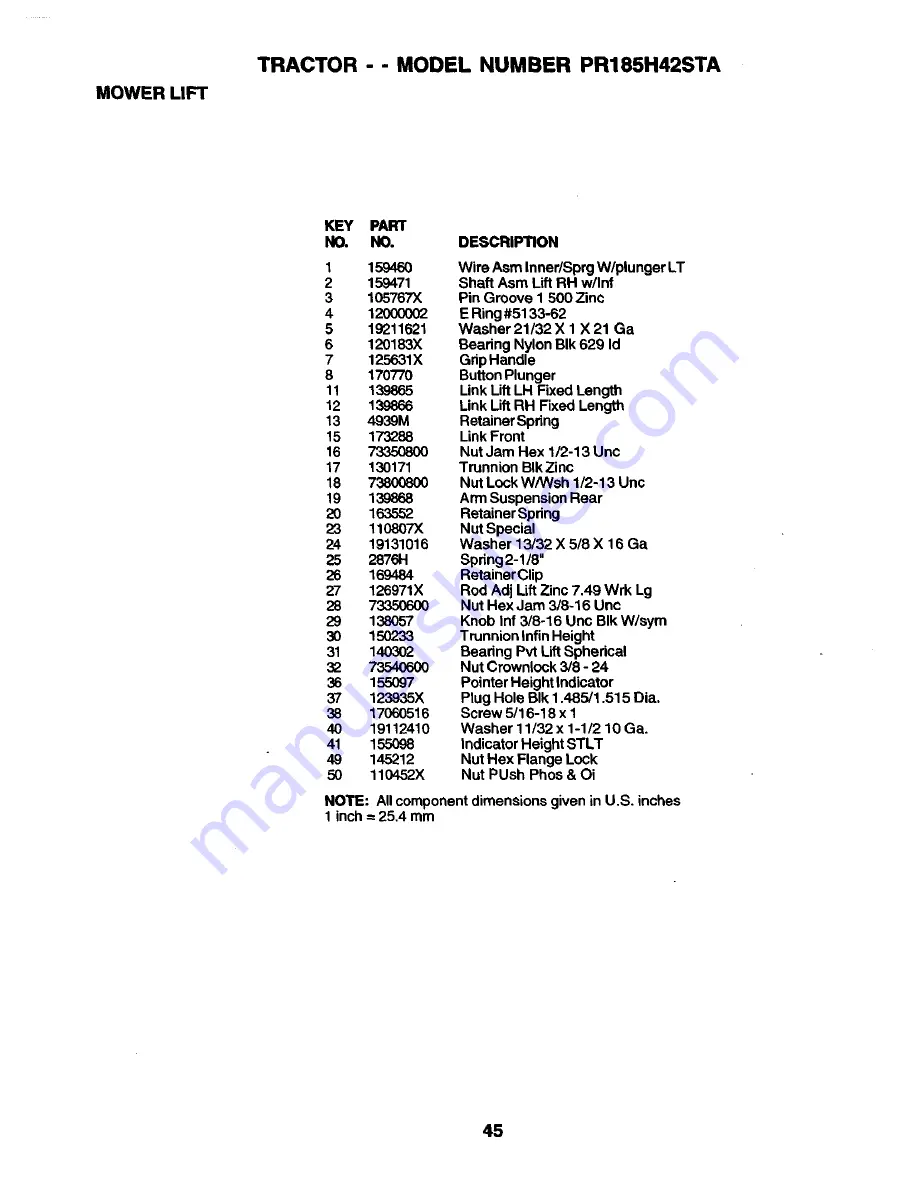 Poulan Pro PR185H42STA Owner'S Manual Download Page 45