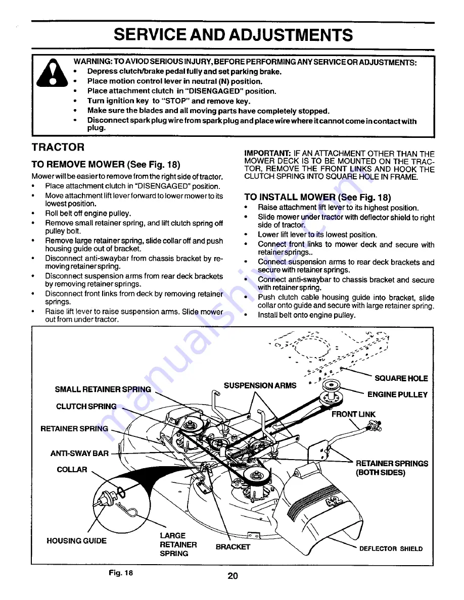 Poulan Pro PR185H42STG Owner'S Manual Download Page 20