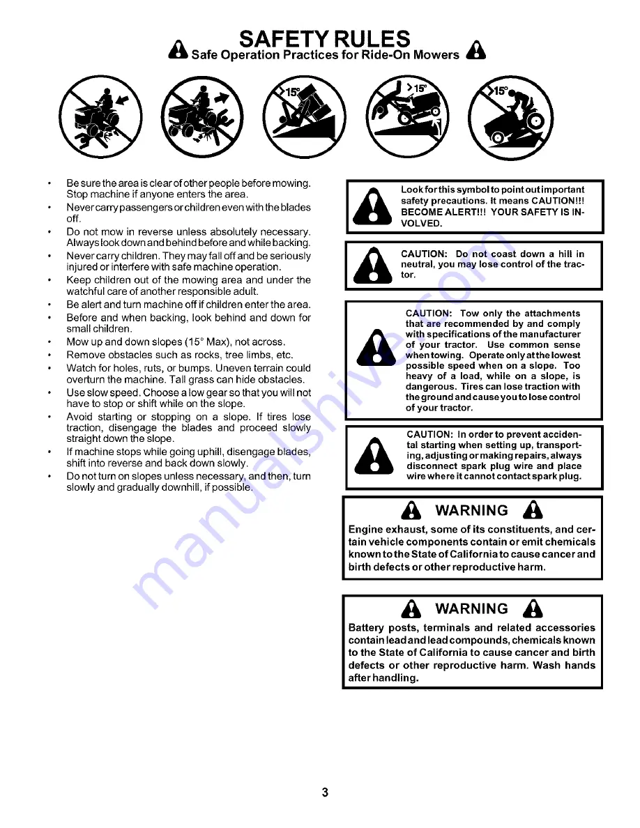 Poulan Pro PR20H42STC Owner'S Manual Download Page 3