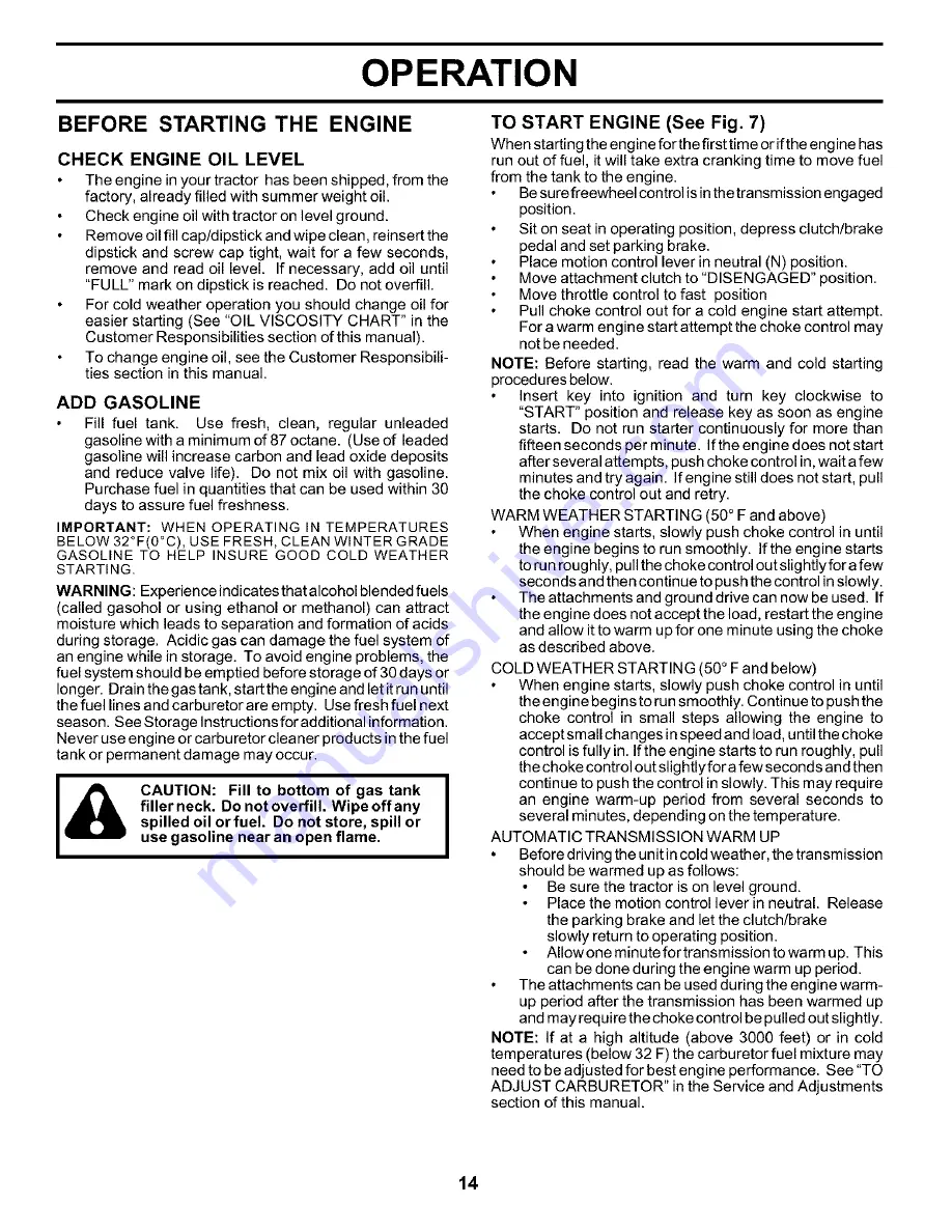 Poulan Pro PRGT22H50C Owner'S Manual Download Page 14