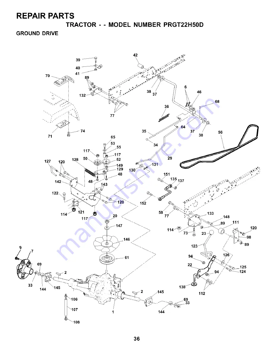 Poulan Pro PRGT22H50D Owner'S Manual Download Page 36