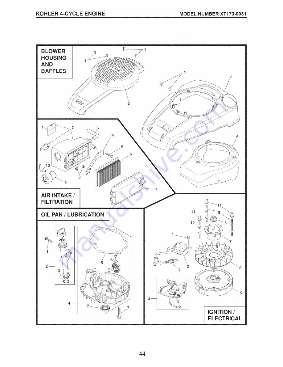 Poulan Pro XT 917.376170 Скачать руководство пользователя страница 44