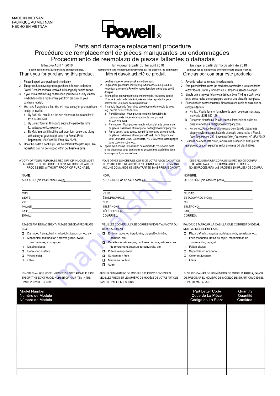 Powell 15D8153B Quick Start Manual Download Page 7