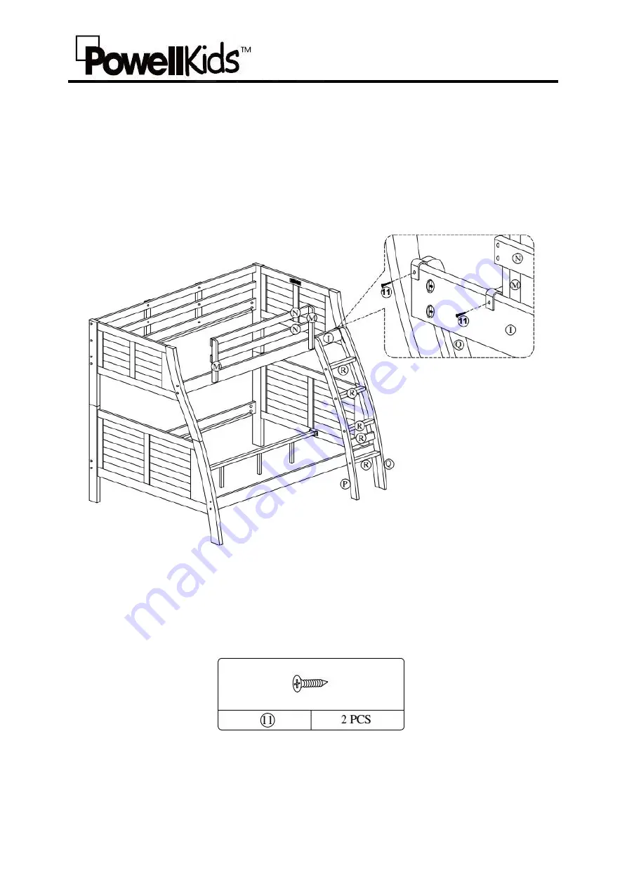 PowellKids Easton Bunk Bed 16Y8185BB Скачать руководство пользователя страница 13