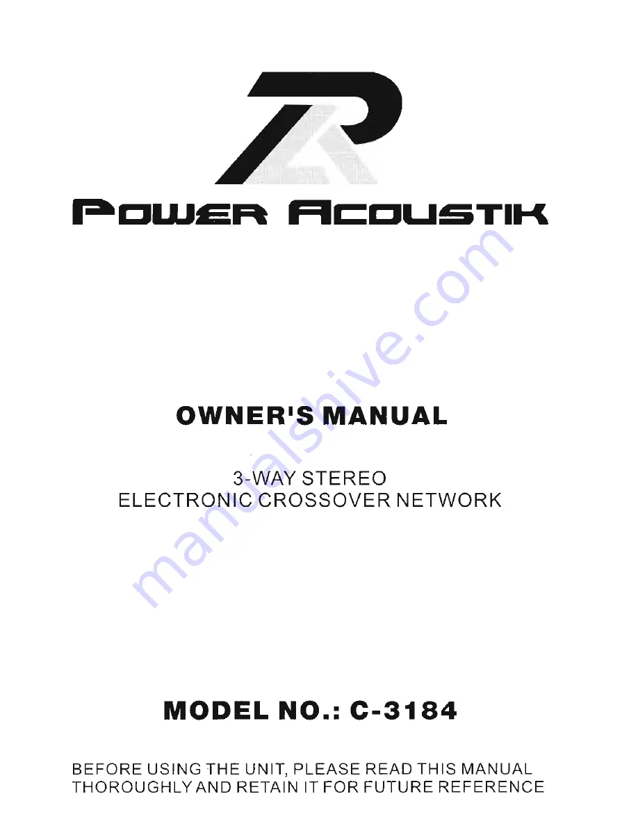 Power Acoustik C-3184 Owner'S Manual Download Page 1