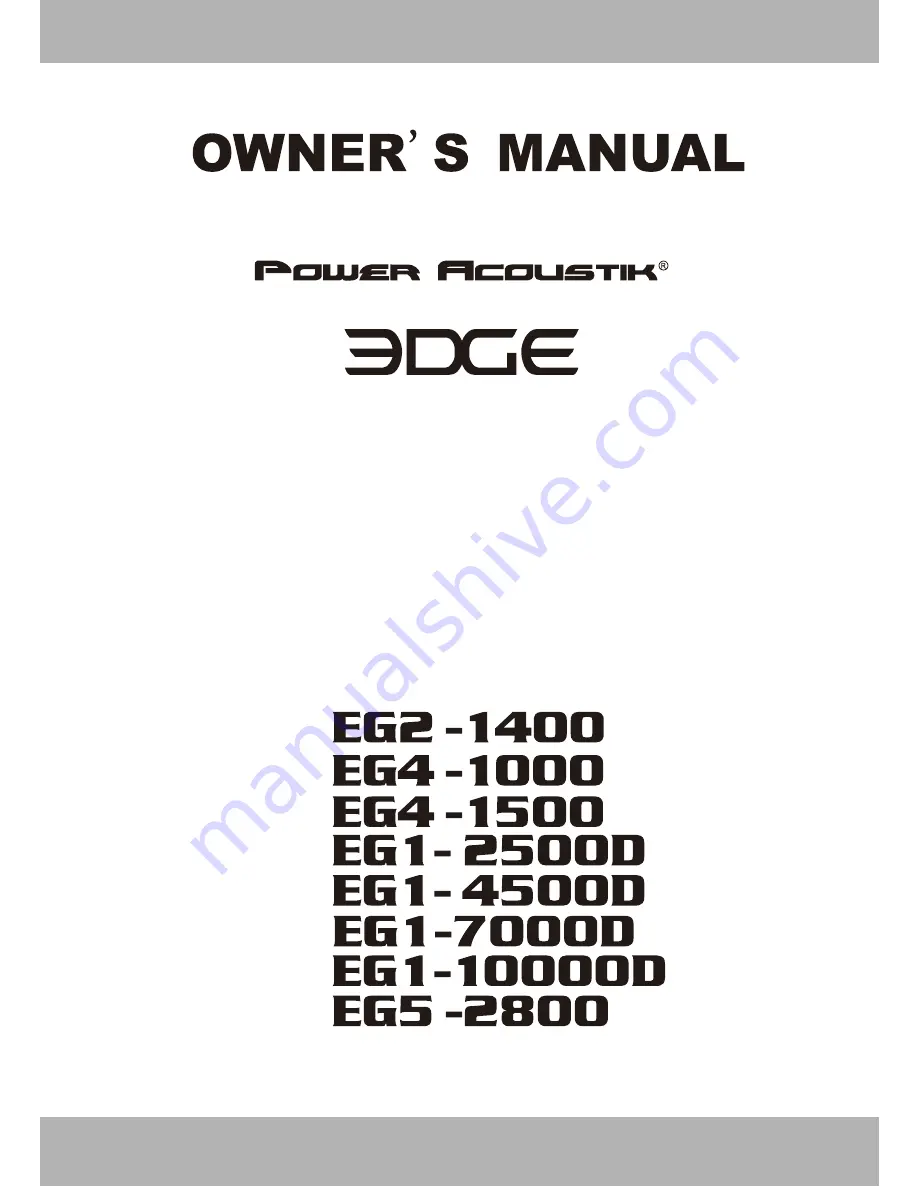 Power Acoustik EG1-10000D Скачать руководство пользователя страница 1