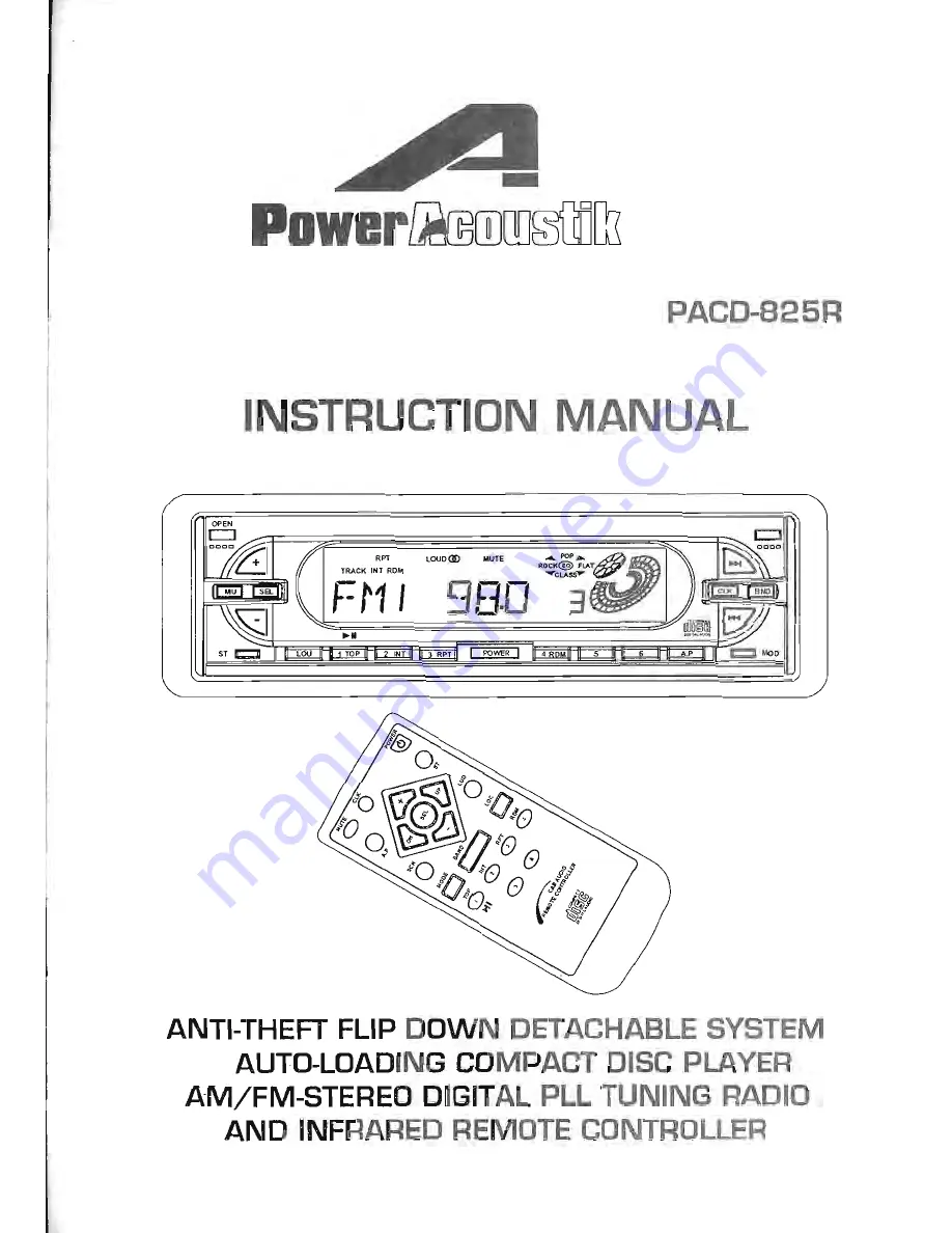 Power Acoustik PACD-825R Скачать руководство пользователя страница 1