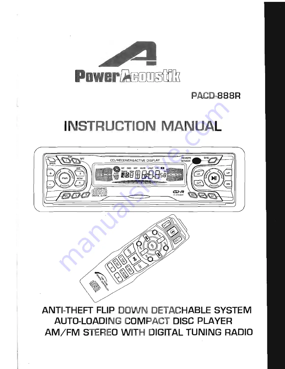 Power Acoustik PACD-888R Instruction Manual Download Page 1