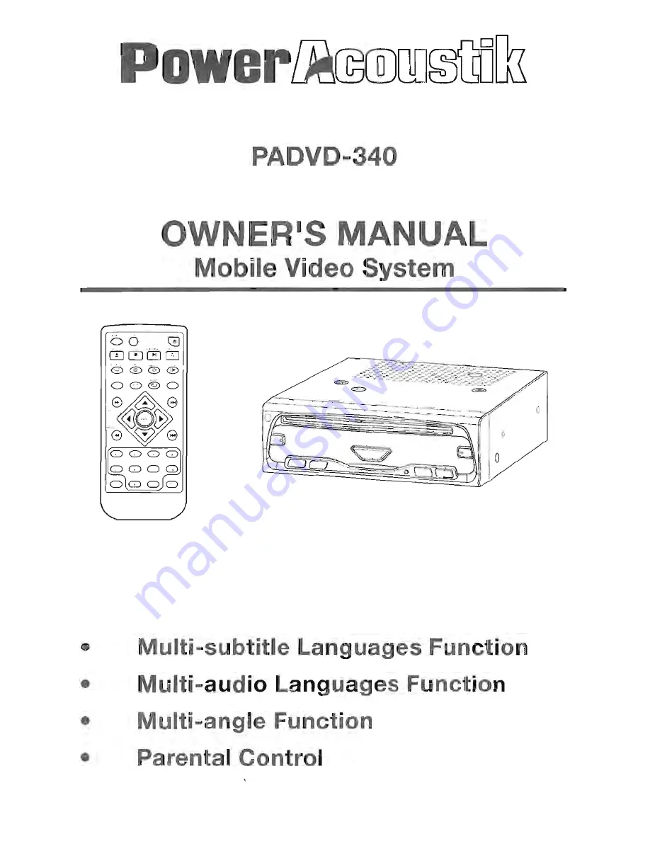 Power Acoustik PADVD-340 Скачать руководство пользователя страница 1