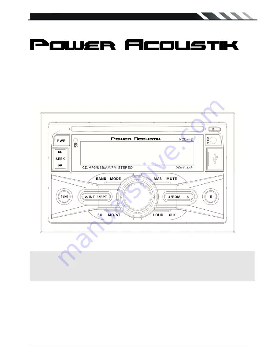 Power Acoustik PCD-42 Скачать руководство пользователя страница 1