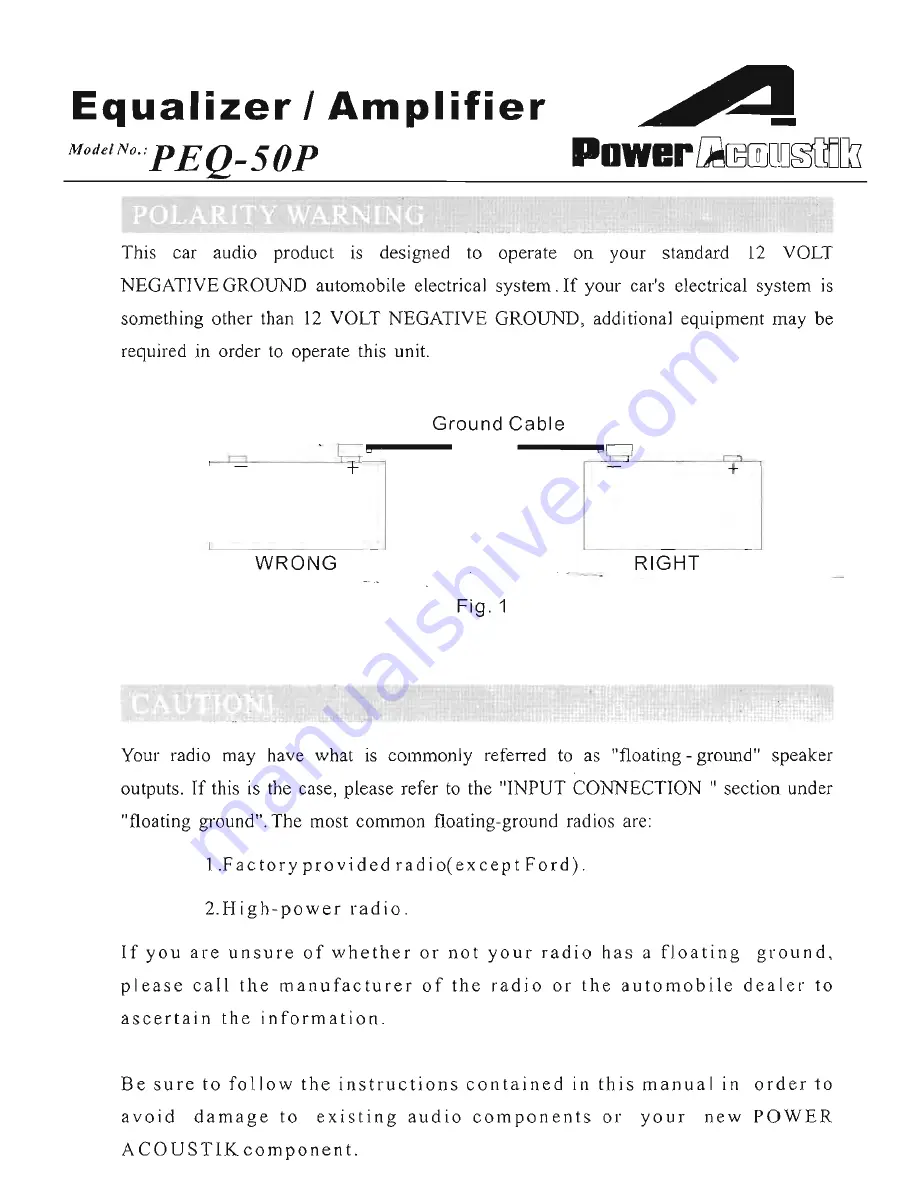 Power Acoustik PEQ-50P Manual Download Page 1