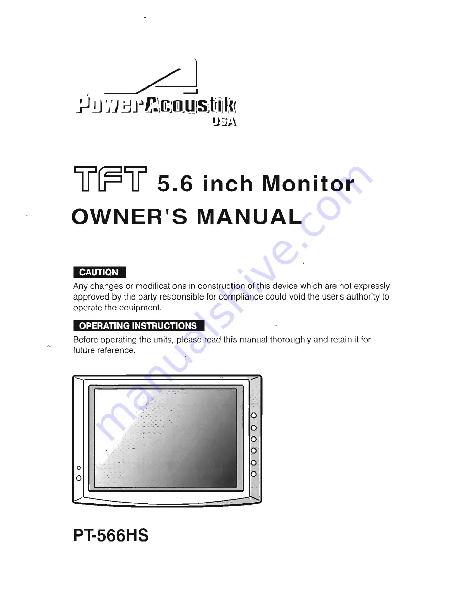 Power Acoustik PT-566HS Скачать руководство пользователя страница 1