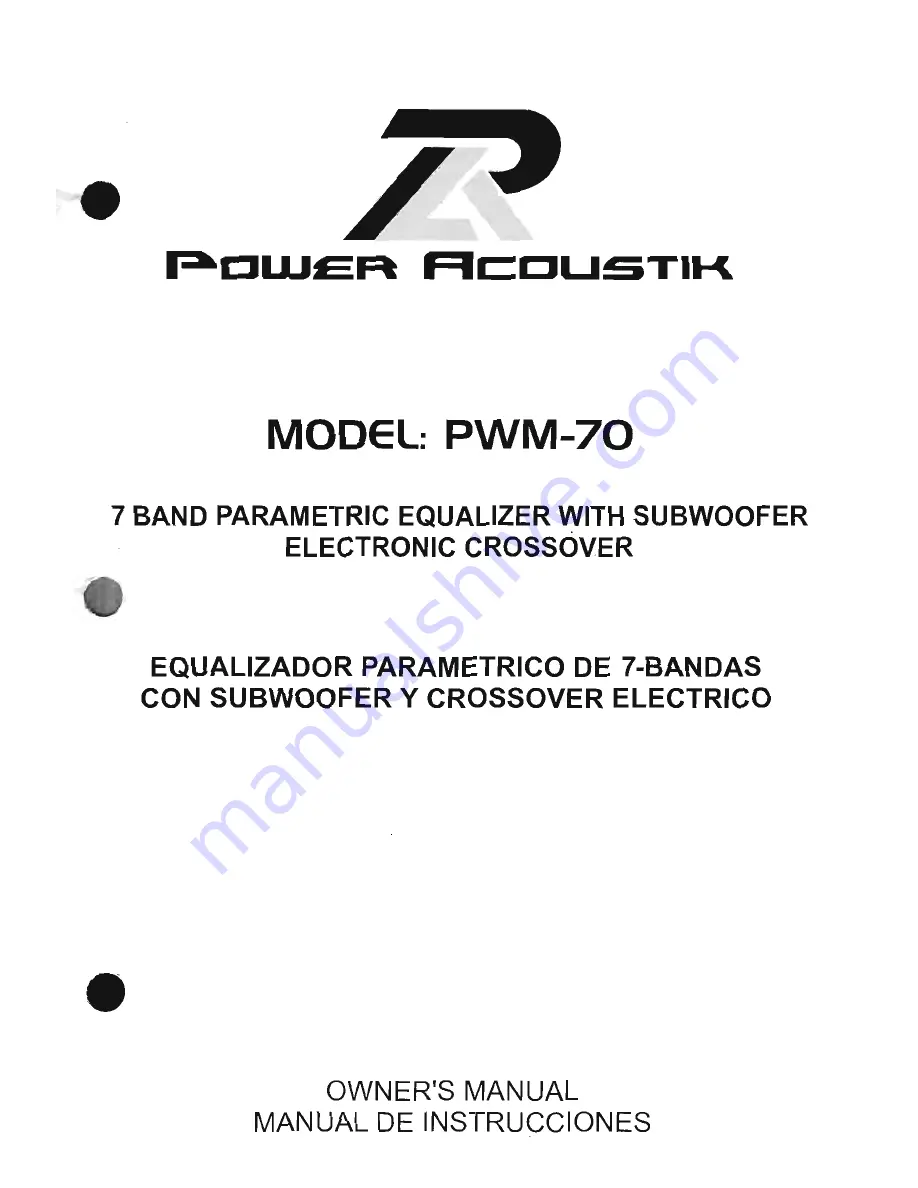 Power Acoustik PWM-70 Owner'S Manual Download Page 1