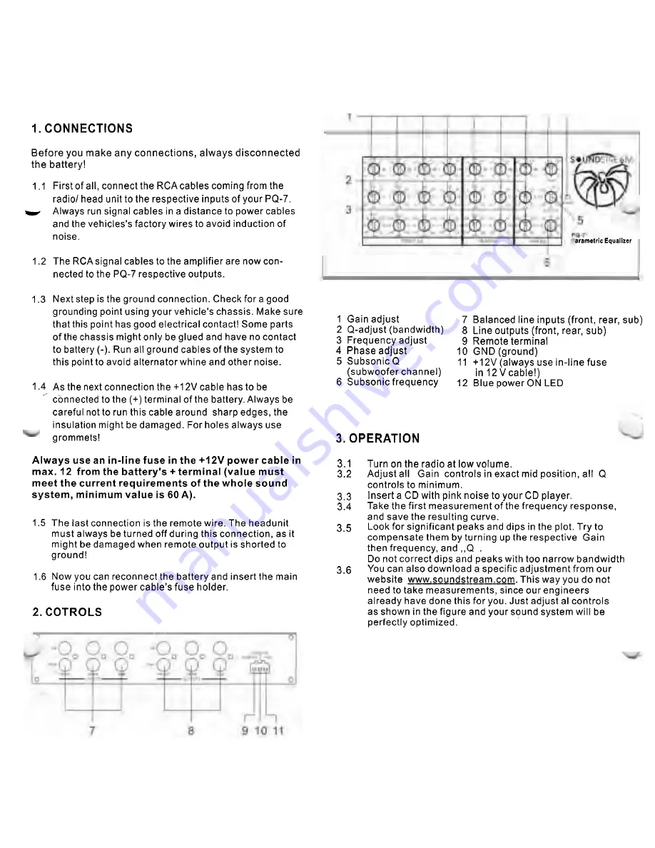 Power Acoustik Soundstream PQ-7 Owner'S Manual And Installation Manual Download Page 3