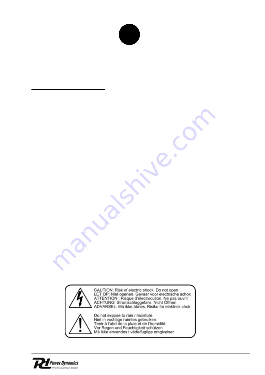 Power Dynamics PDA-12A Instruction Manual Download Page 12