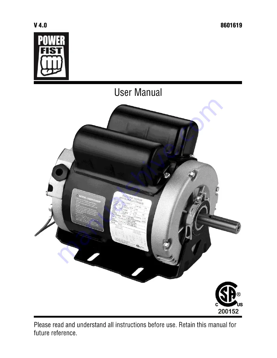 Power Fist 8601619 User Manual Download Page 1