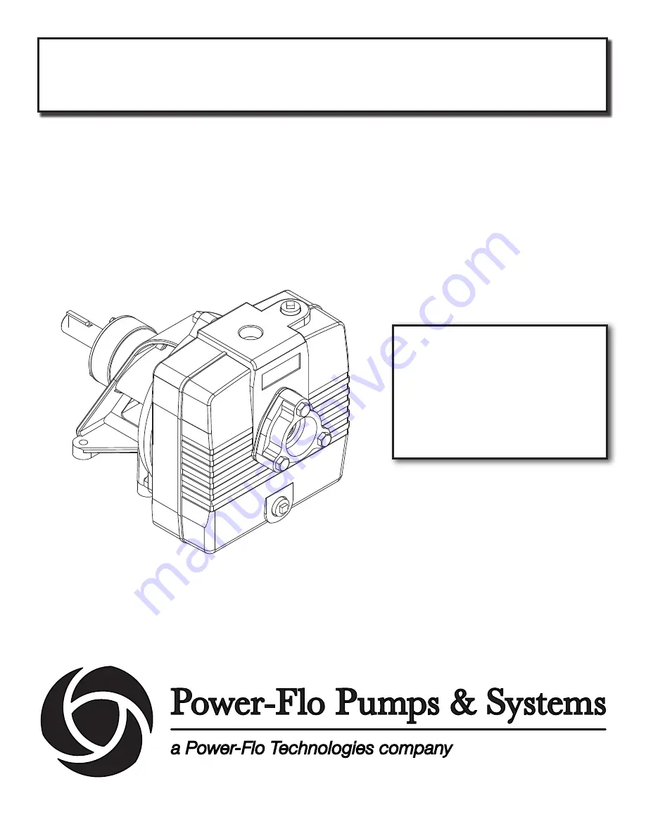 Power-flo PF10ICU Installation, Service & Parts Manual Download Page 1