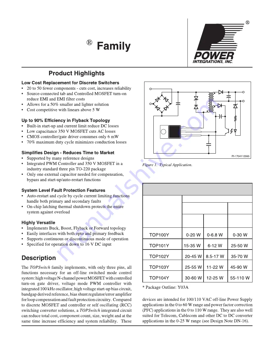 Power integrations TOP100-4 Скачать руководство пользователя страница 1