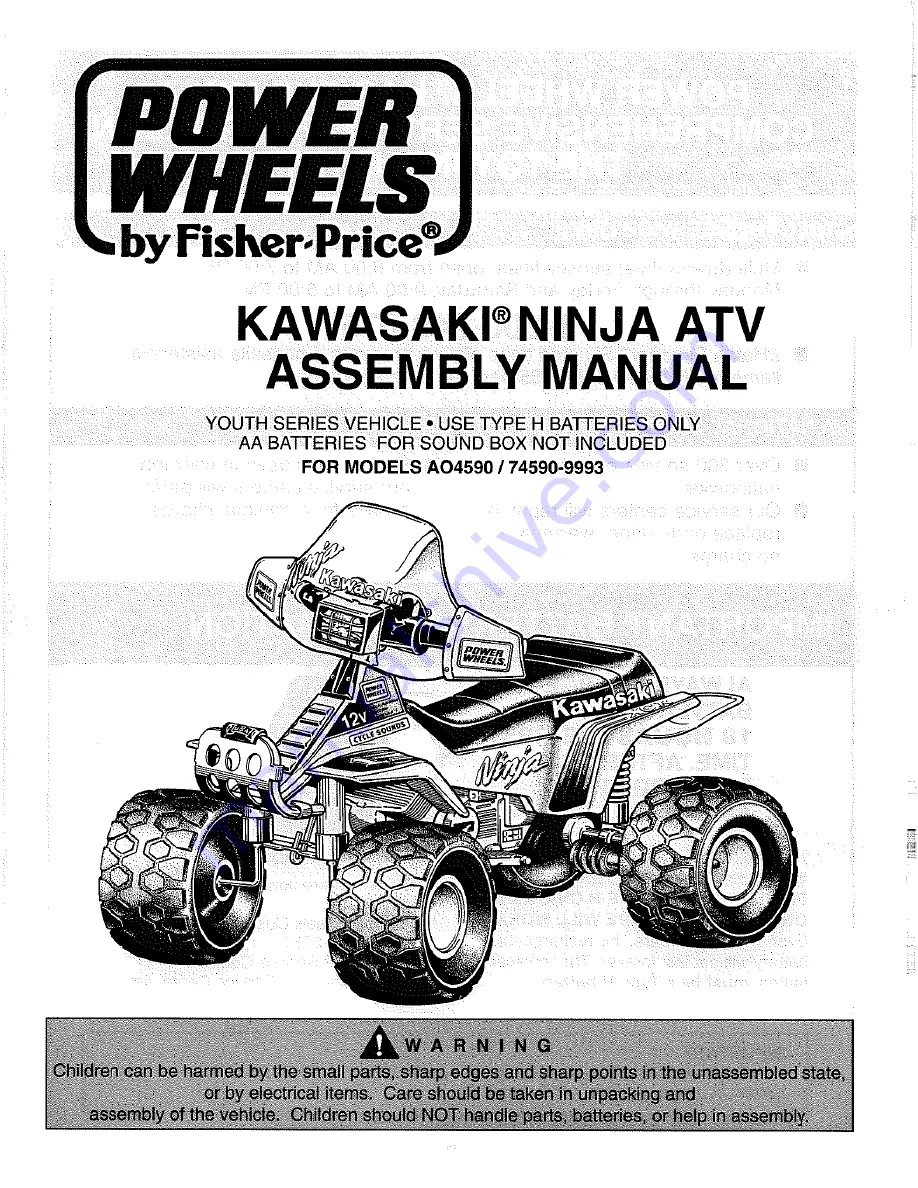 Power Wheels Kawasaki NINJA ATV AO4590 Assembly Manual Download Page 1