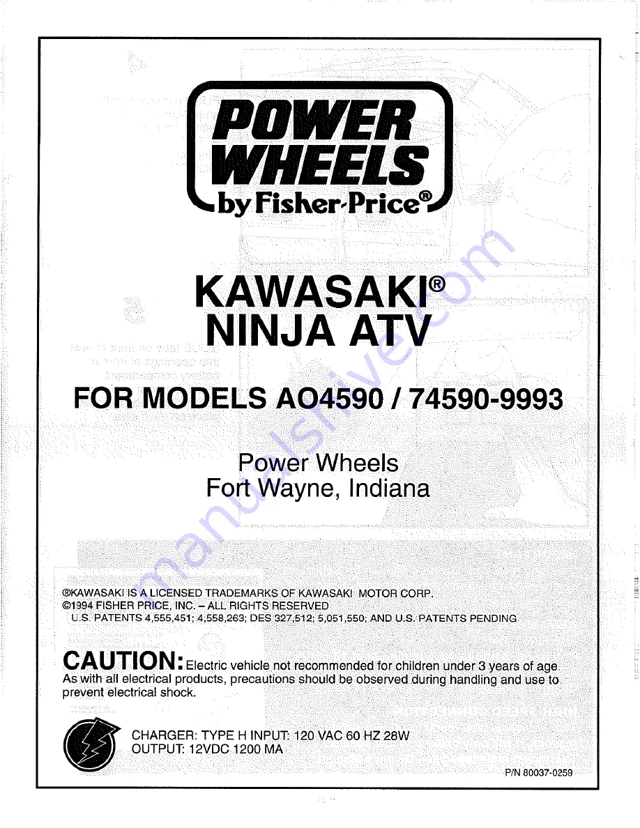 Power Wheels Kawasaki NINJA ATV AO4590 Assembly Manual Download Page 20