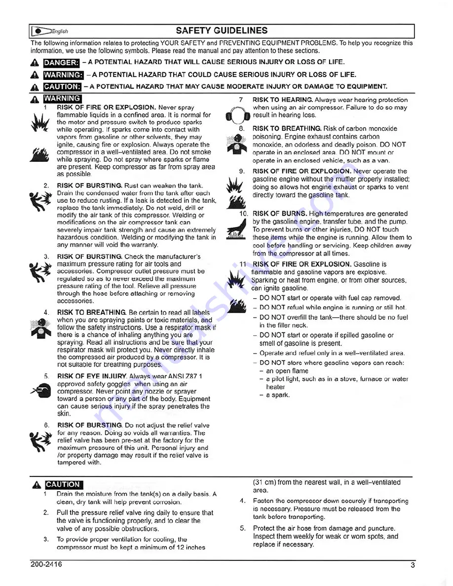 Powermate TA5090412 Operator'S & Parts Manual Download Page 3