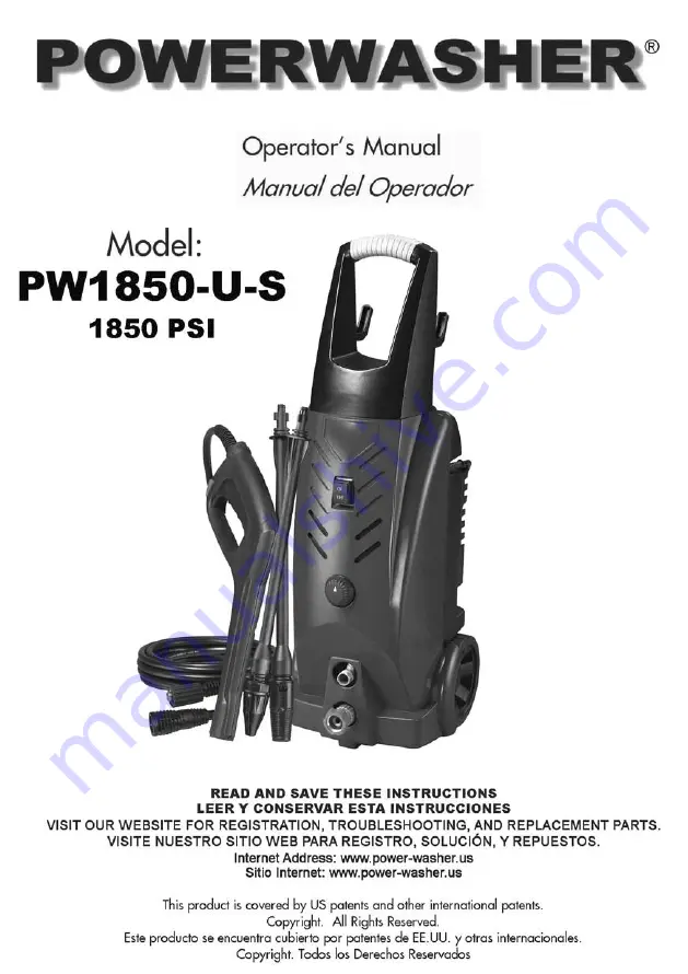 PowerWasher PW1850-U-S Operator'S Manual Download Page 1