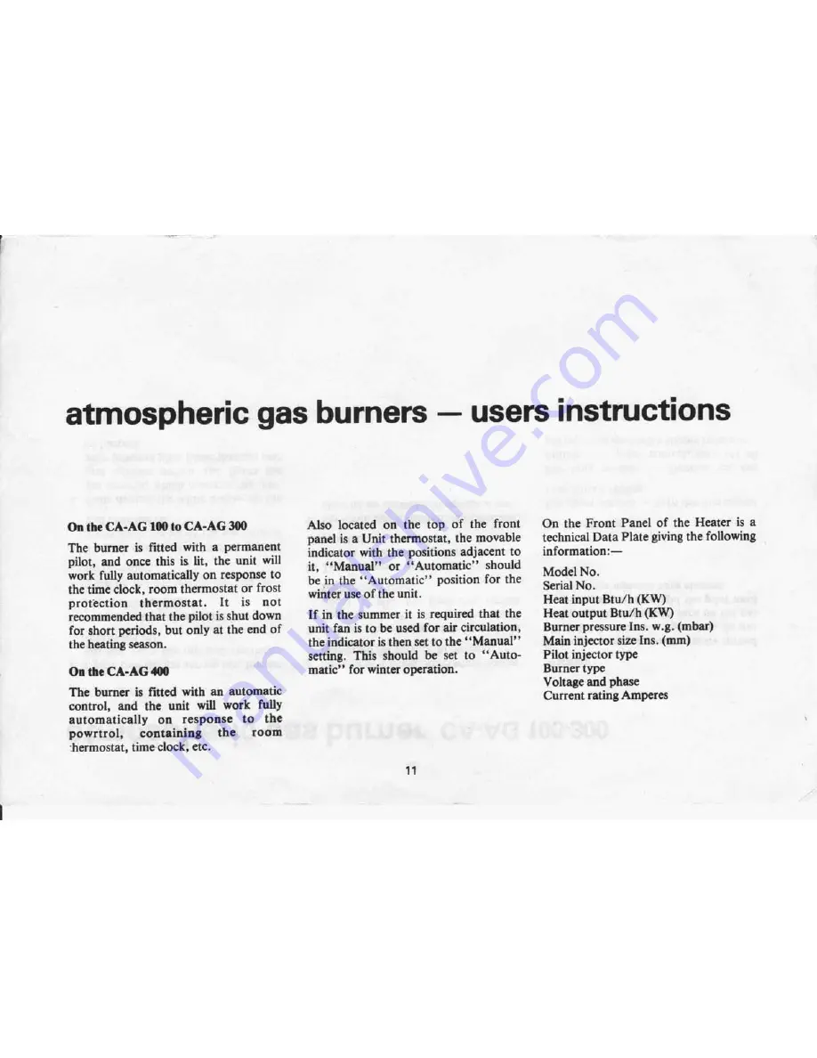 Powrmatic CA-AG 100 Maintenance Instructions Manual Download Page 12