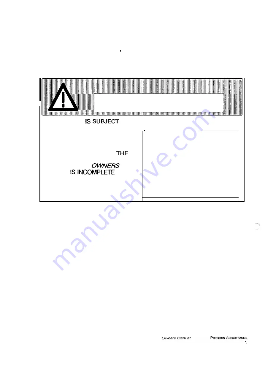 Precision Aerodynamics Pl 3001 Owner'S Manual Download Page 2