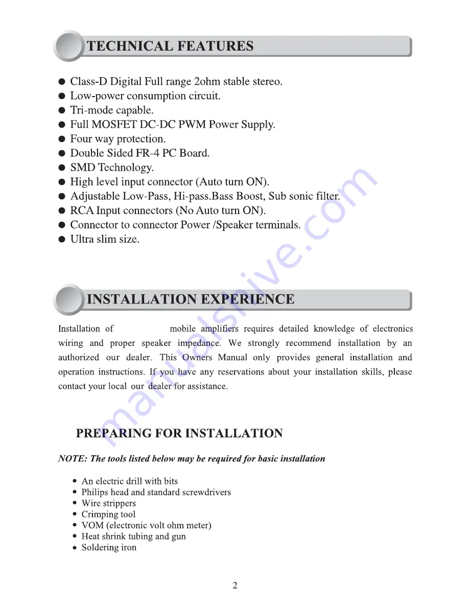 Precision Power Atom A1000.4 User Manual Download Page 3