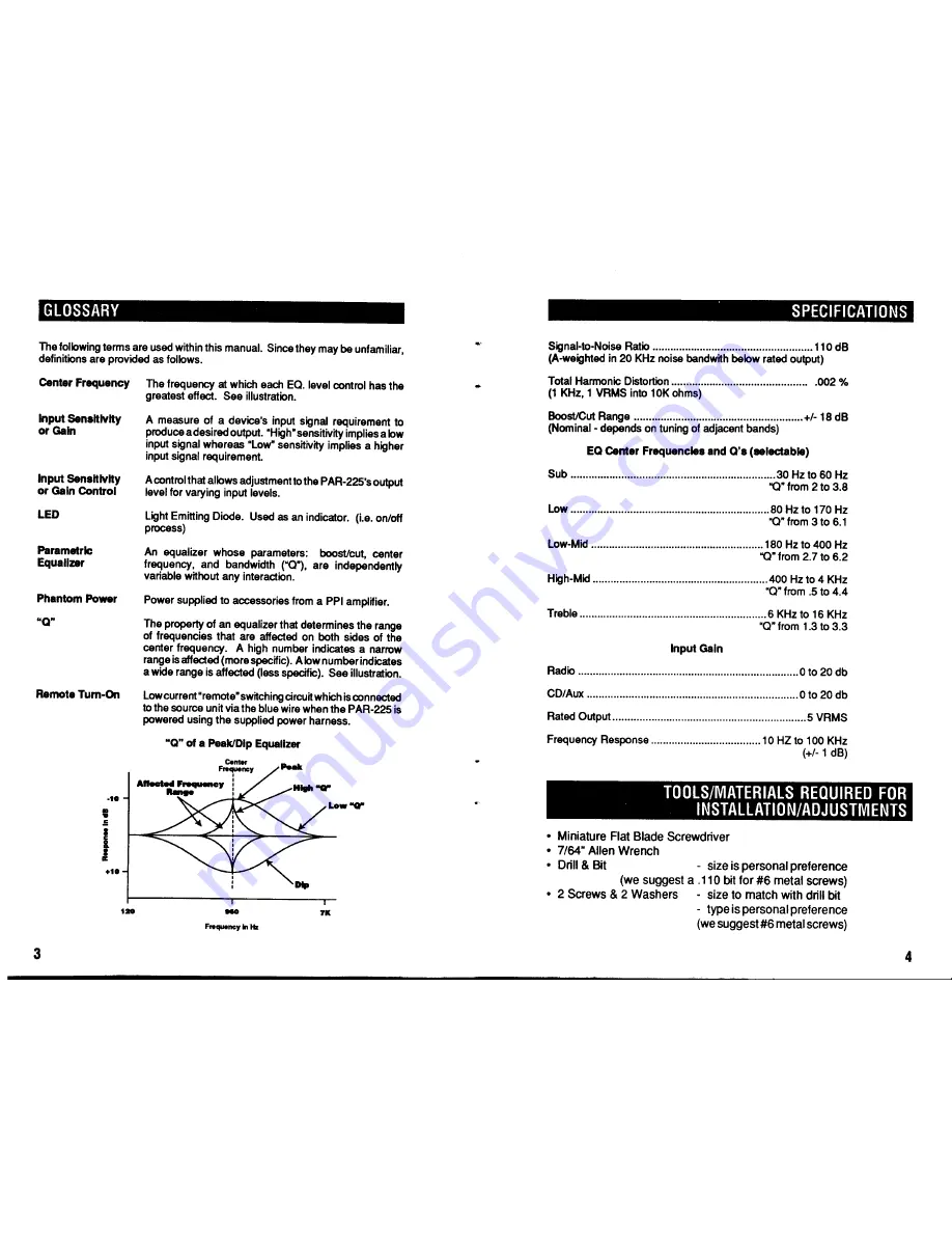 Precision Power PAR-225 Operator'S Manual Download Page 4