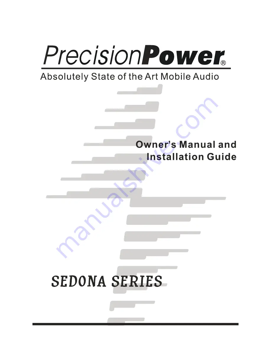 Precision Power Sedona S1300.1D Owner'S Manual And Installation Manual Download Page 1